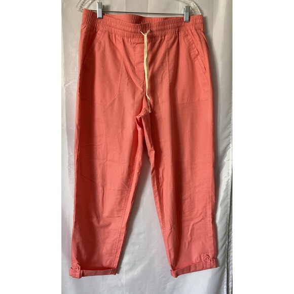 Talbots Pants - Talbots Cropped Pants Womens L Size Coral Drawstring Waist Cuffed EUC